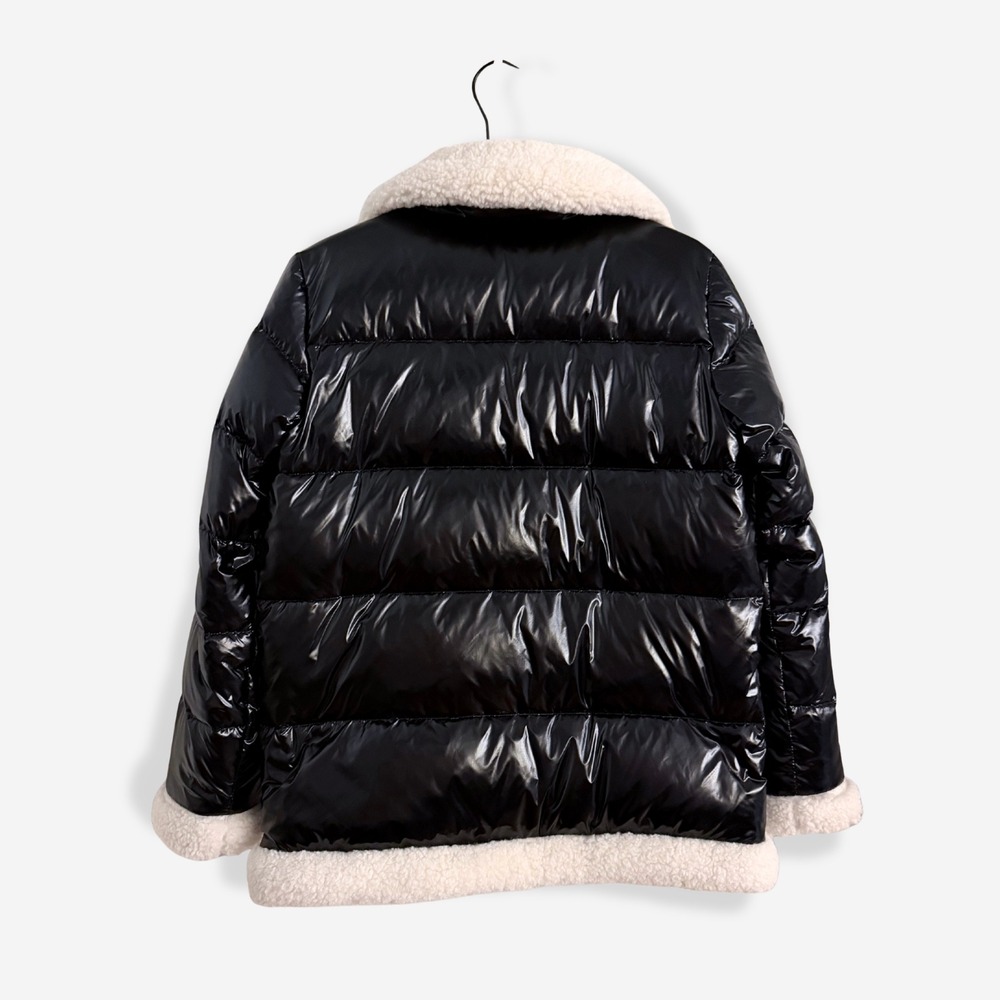 NWOT Sanctuary Down Puffer Sherpa Trim High Shine Black S Cybercore Streetwear - Picture 2 of 10